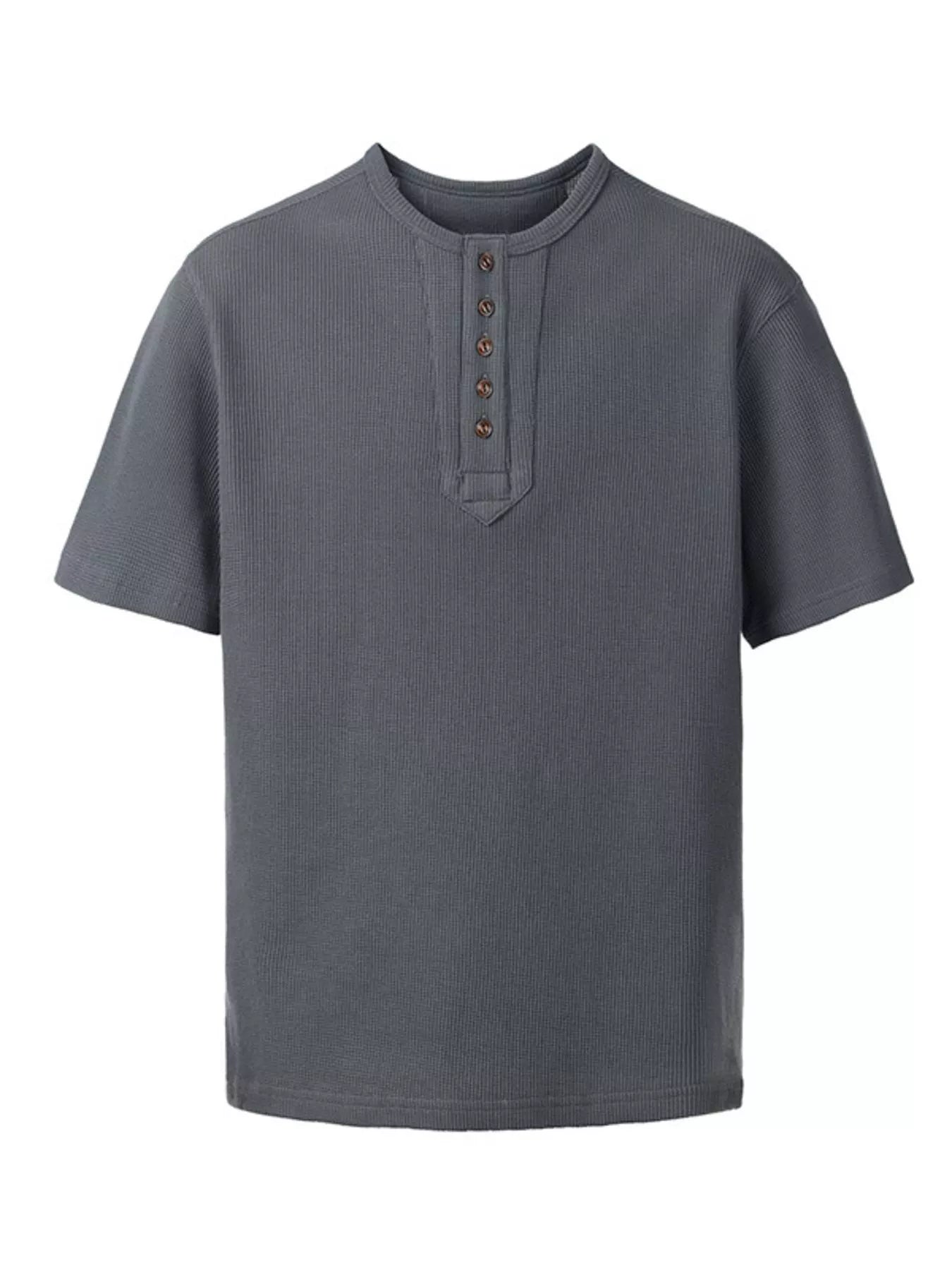 Plus Size Round Neck Short Sleeve T-Shirt in Light Gray in Dark Gray for Men