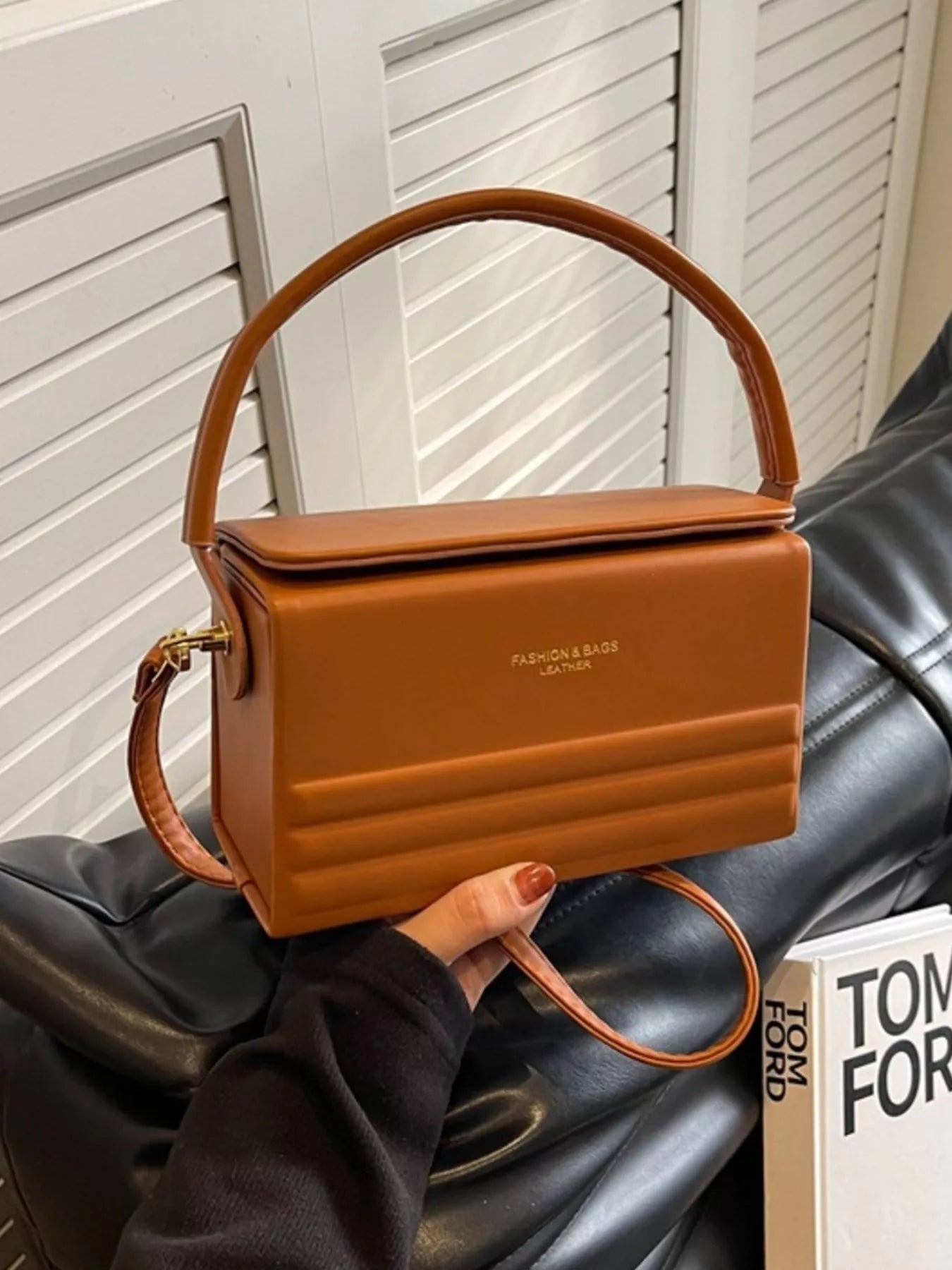 Box-Shaped Crossbody Bag in Brown for Women