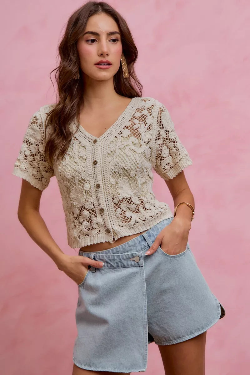 Washed Denim Wrap Skorts for Women