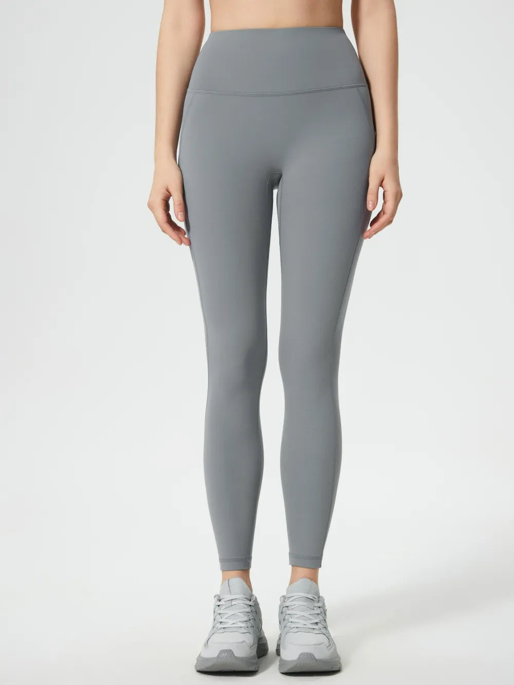 Wide Waistband Active Leggings in Gray for Women
