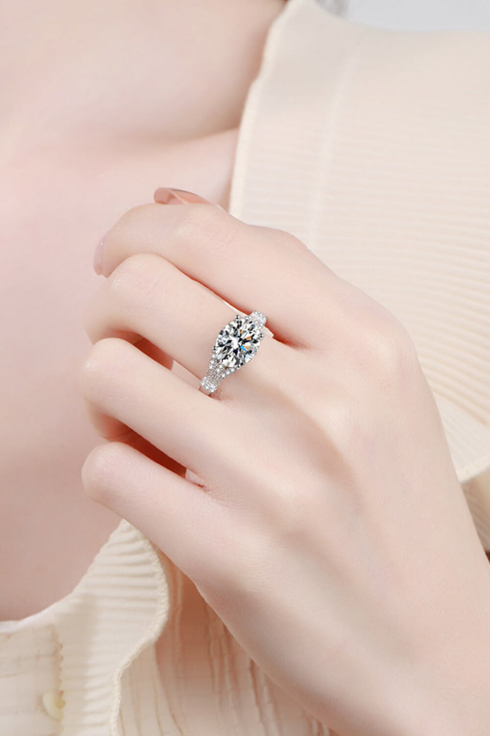 Unpredictable Day 3 Carat Moissanite Ring in Silver for Women