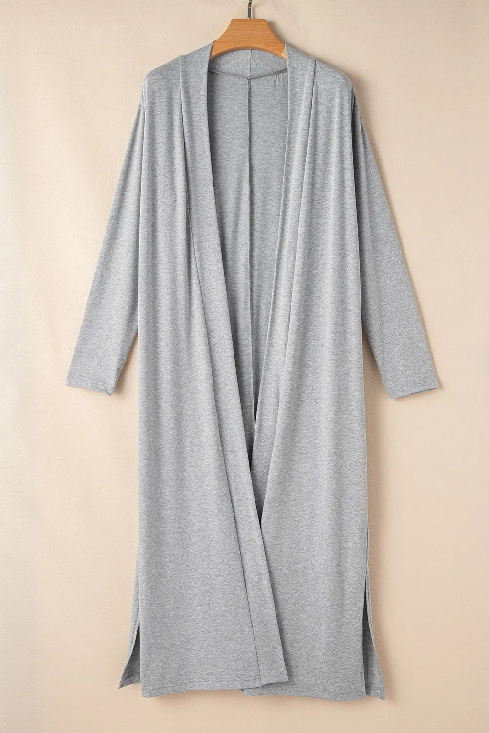 Open Front Long Sleeve Cardigan and Pants Lounge Set in Tan for Women
