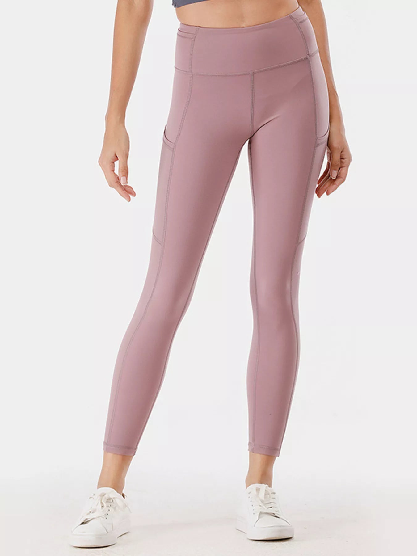 High-Waisted Active Leggings with Pockets Plus Size in Olive for Women