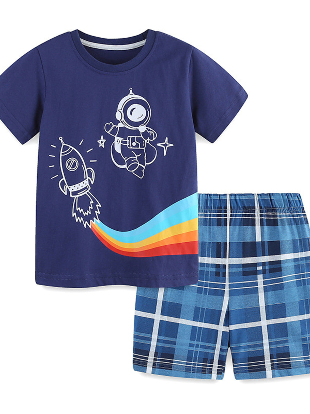 Astronaut Short Sleeve Tee and Shorts Set in Navy for Boys