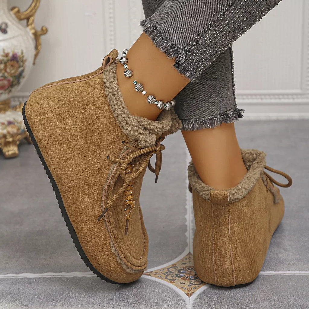 Plush Lined Ankle Boots in Brown for Women