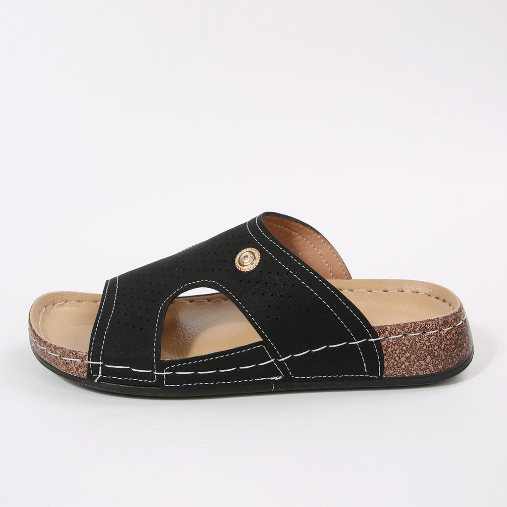 Open Toe Wedge Sandals in Burgundy for Women