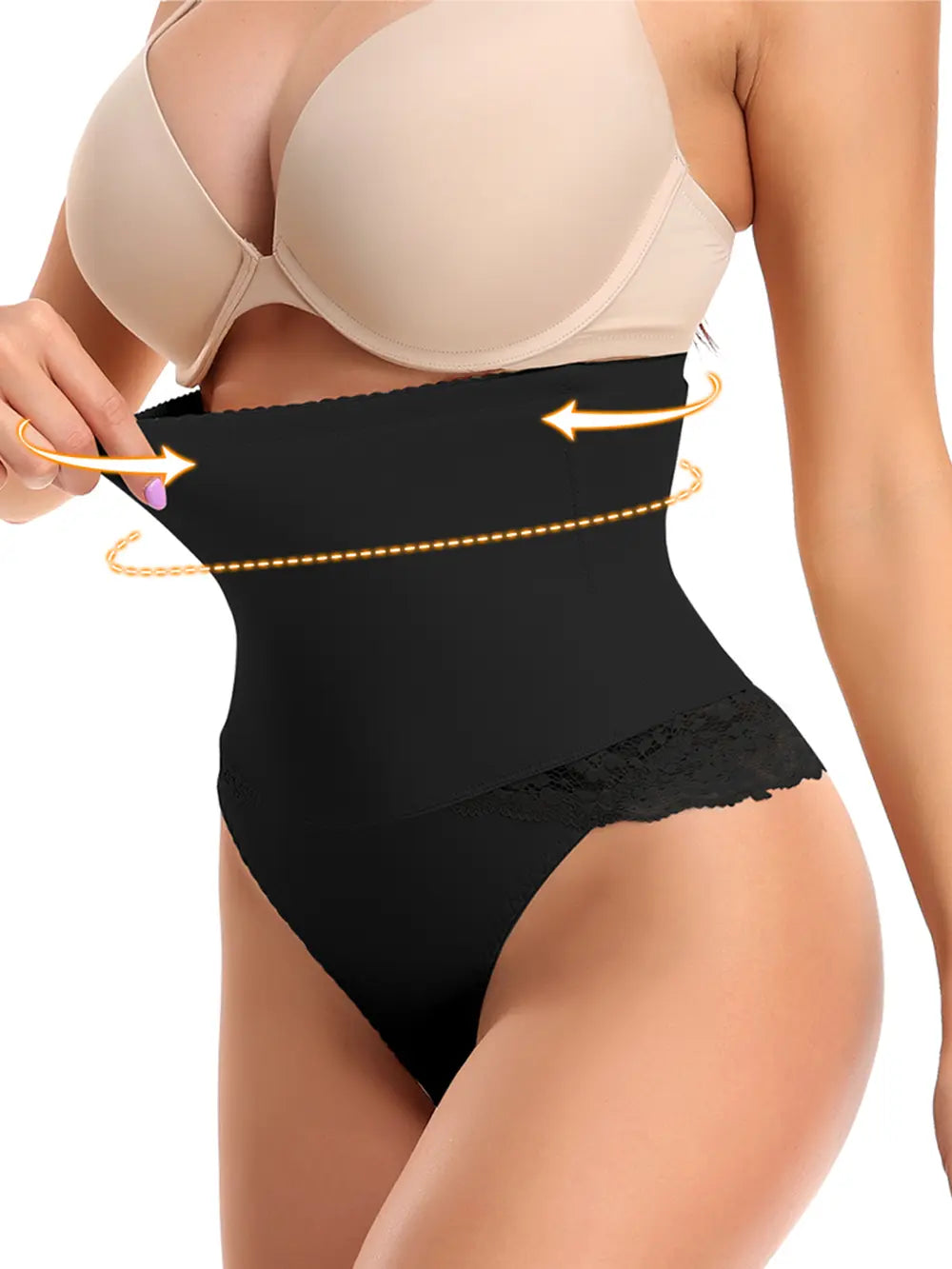 Plus Size Lace Detail Shaping Shorts in Black for Women