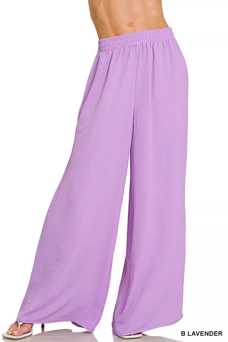 Woven Airflow Twisted Top & Wide Leg Pants Set for Women