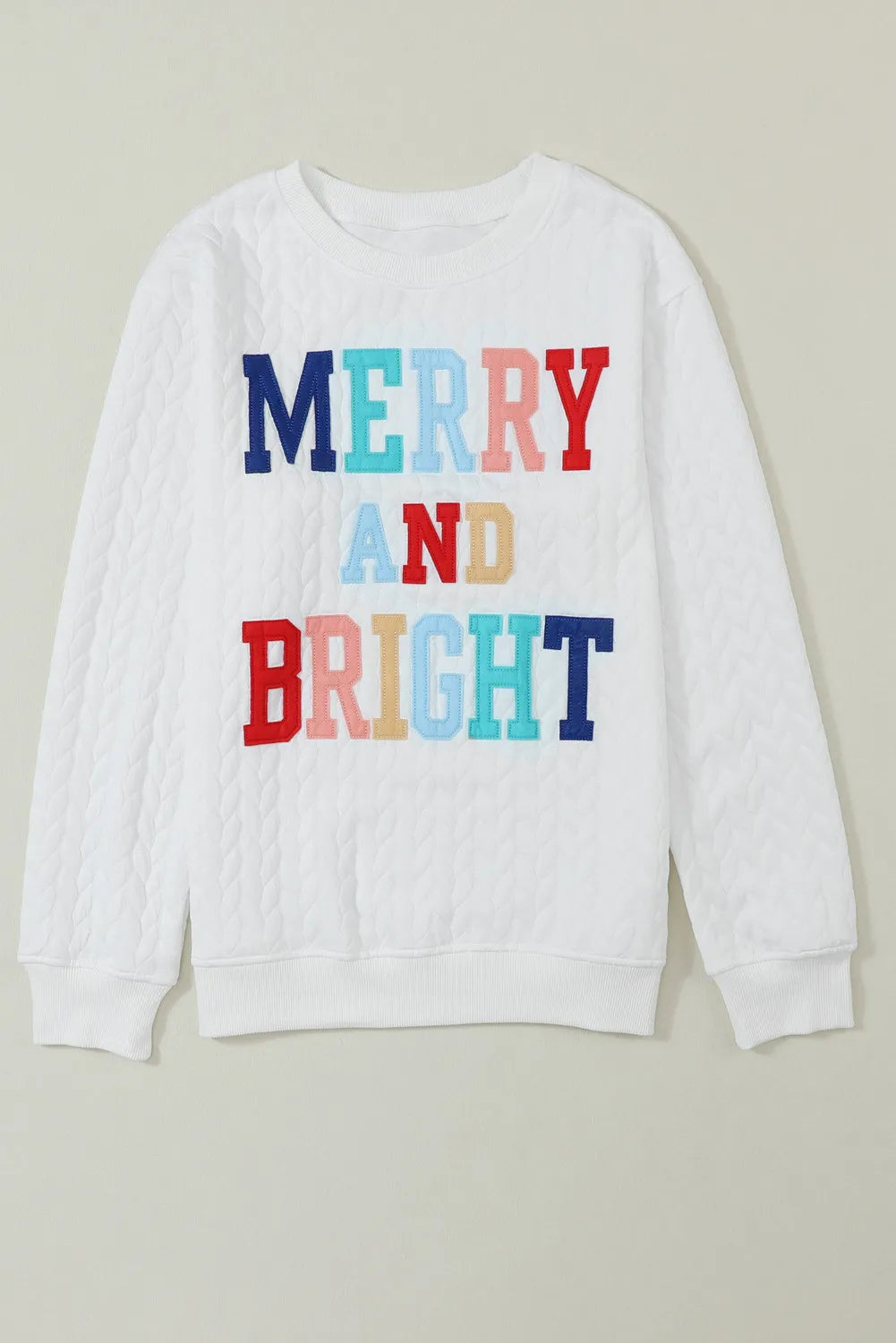 Plus Size Merry and Cable Knit Pullover Sweatshirt in White for Women