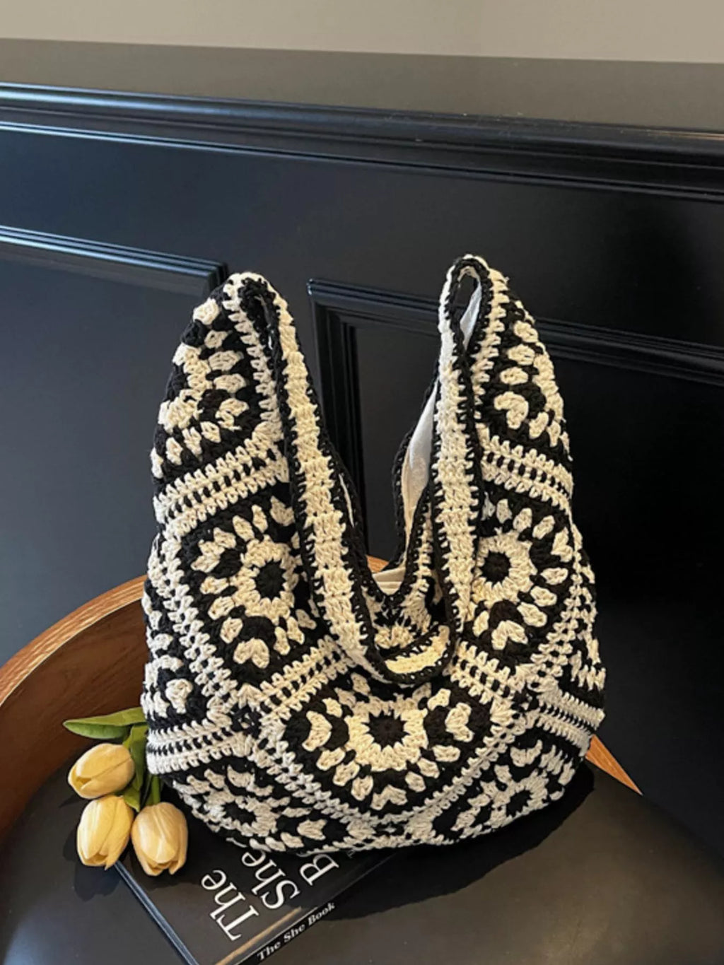 Crochet Hobo Shoulder Bag for Women