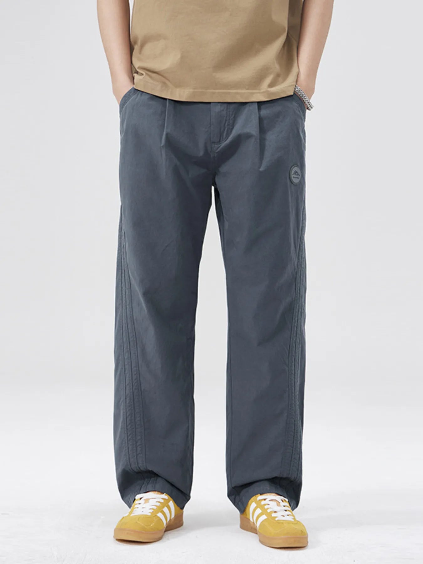 Wide Leg Casual Pants Plus Size in Gray Blue for Men