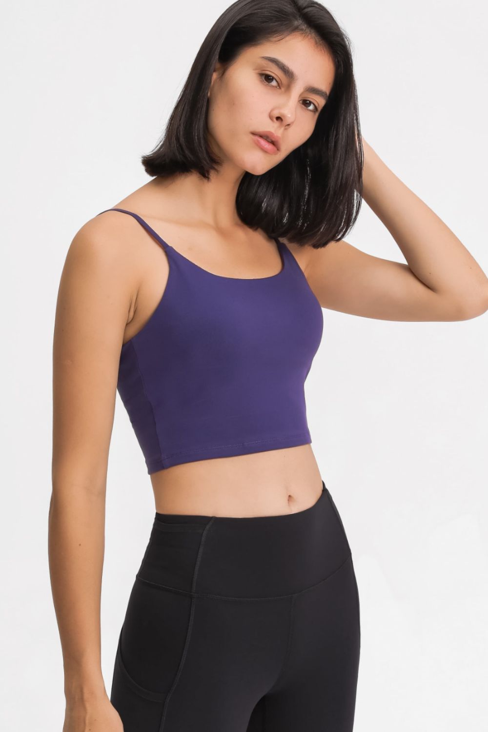 Feel Like Skin Scoop Neck Sports Cami in Light Indigo for Women