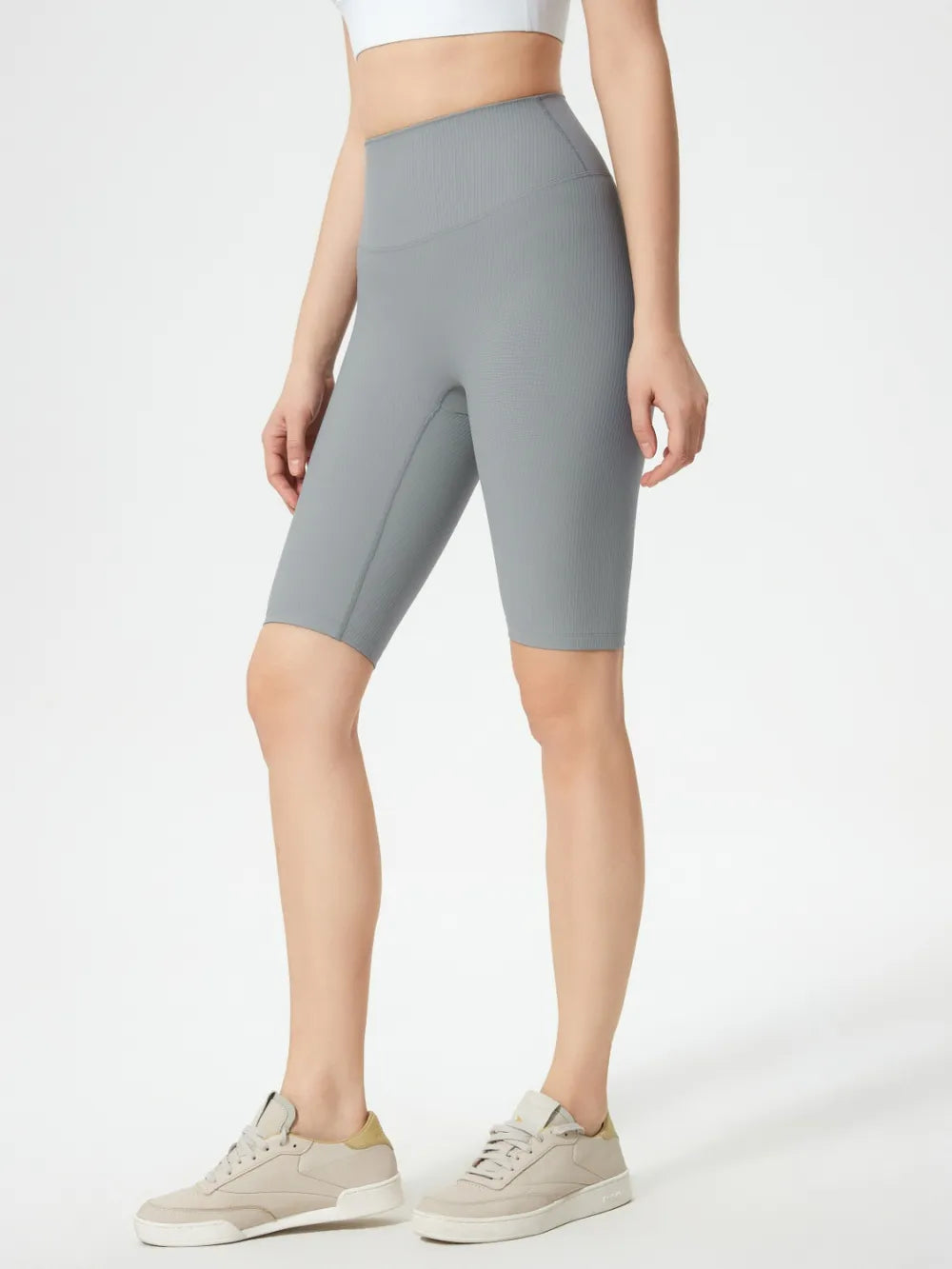 High Waist Active Shorts in Gray for Women