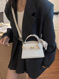 Texture Top Handle Crossbody Bag in Cream White for Women