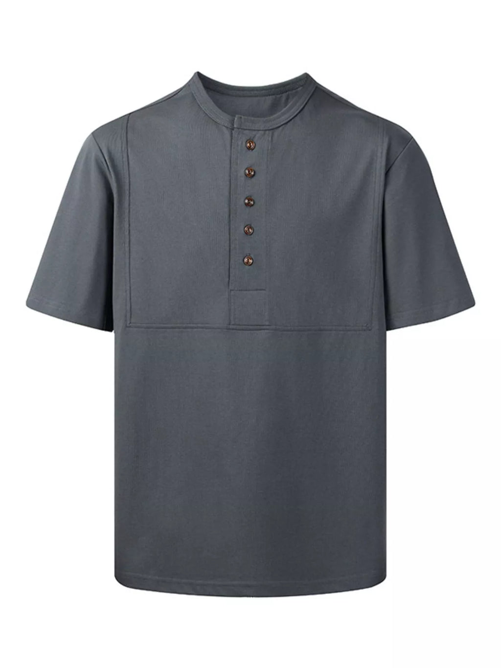 Plus Size Button Detail Short Sleeve T-Shirt in Royal Blue for Men