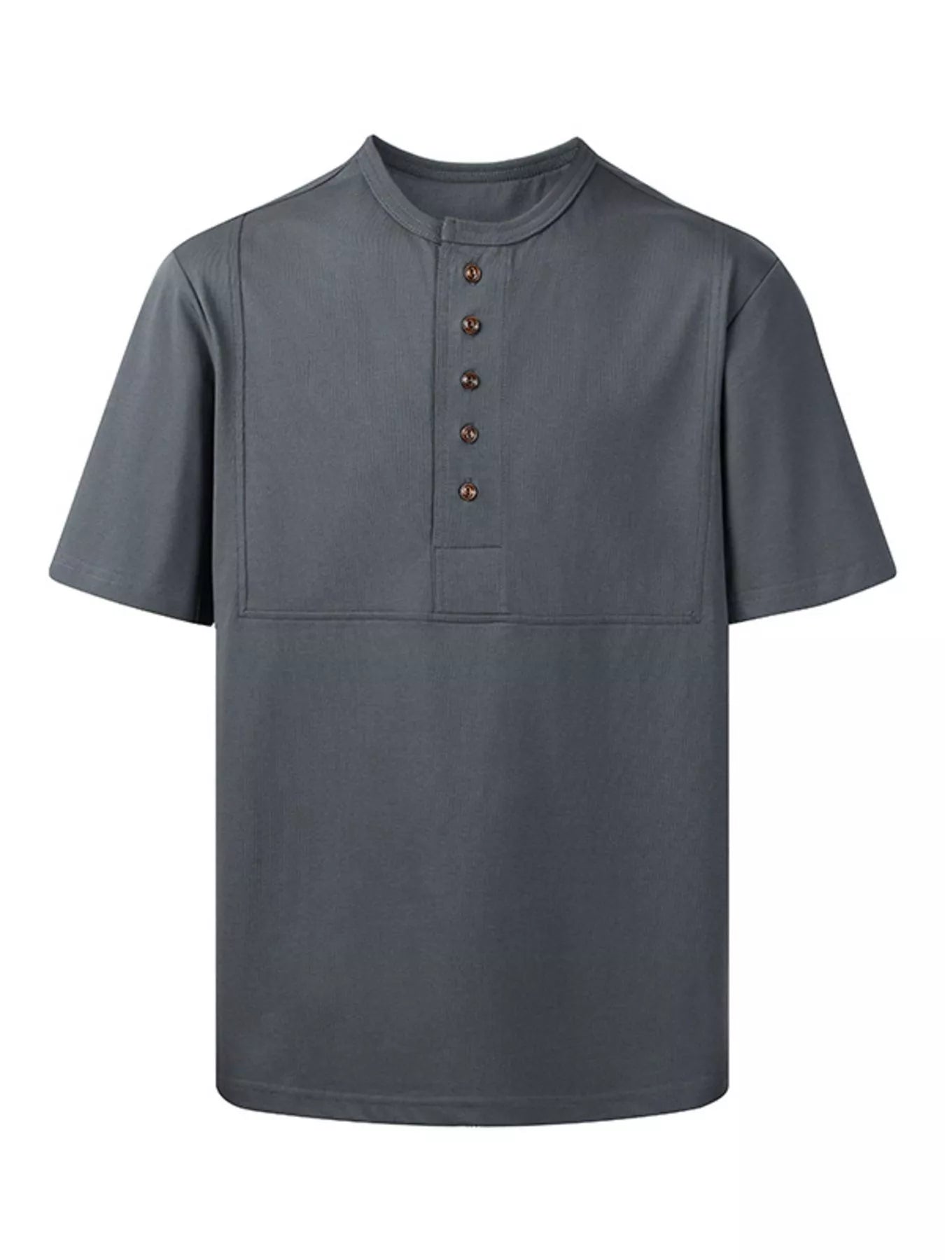 Plus Size Button Detail Short Sleeve T-Shirt in Royal Blue for Men