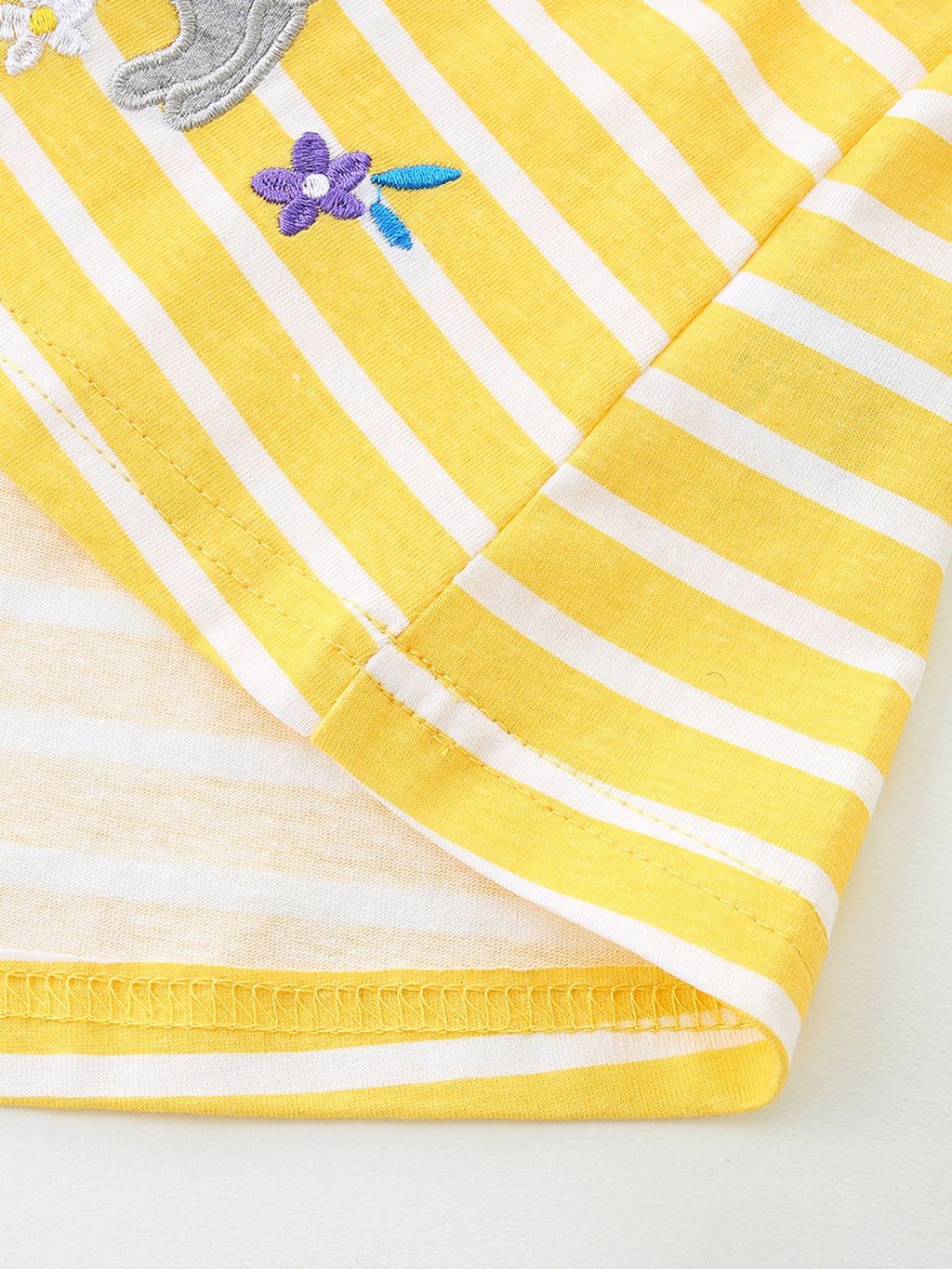 Striped Bunny Embroidered Button-Front Dress for Boys