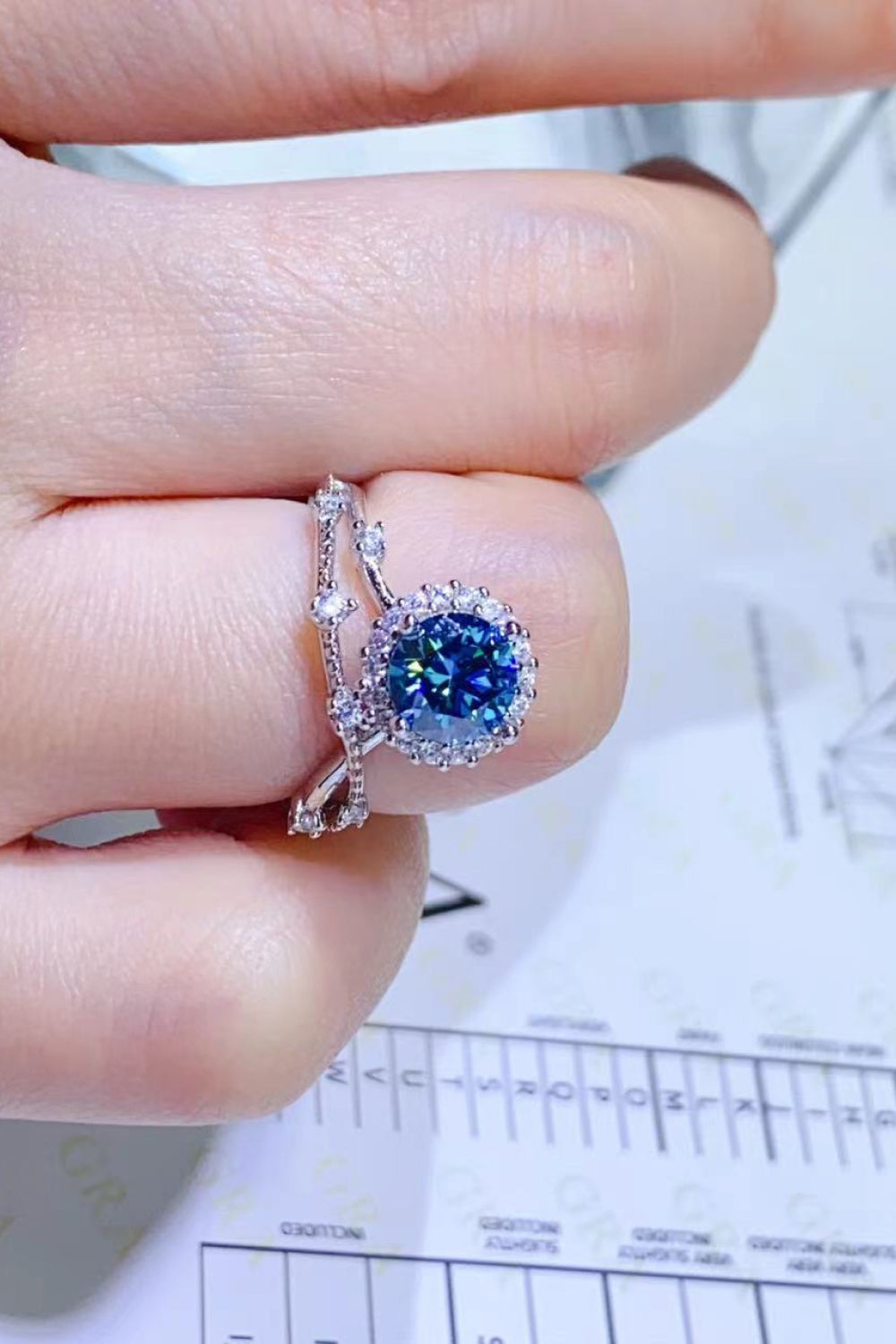 1 Carat Moissanite 925 Sterling Silver Ring in Purple for Women