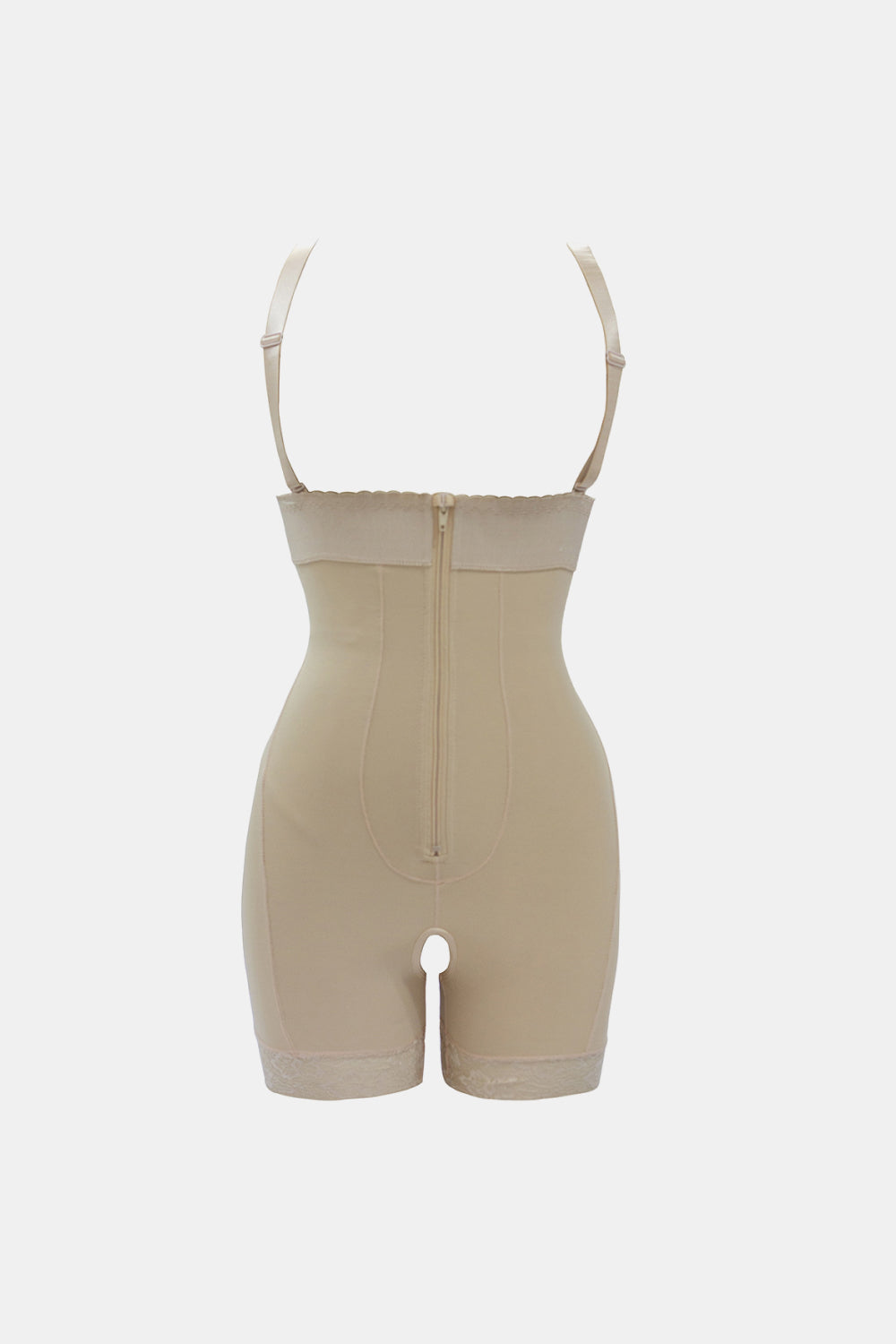 Plus Size Zip Up Under-Bust Shaping Bodysuit in Black for Women