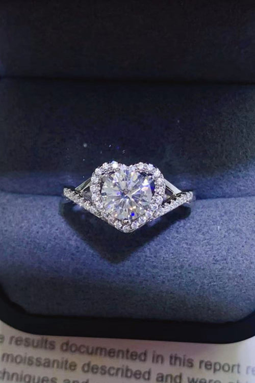 Adored 1 Carat Moissanite 925 Sterling Silver Heart Ring in Green for Women