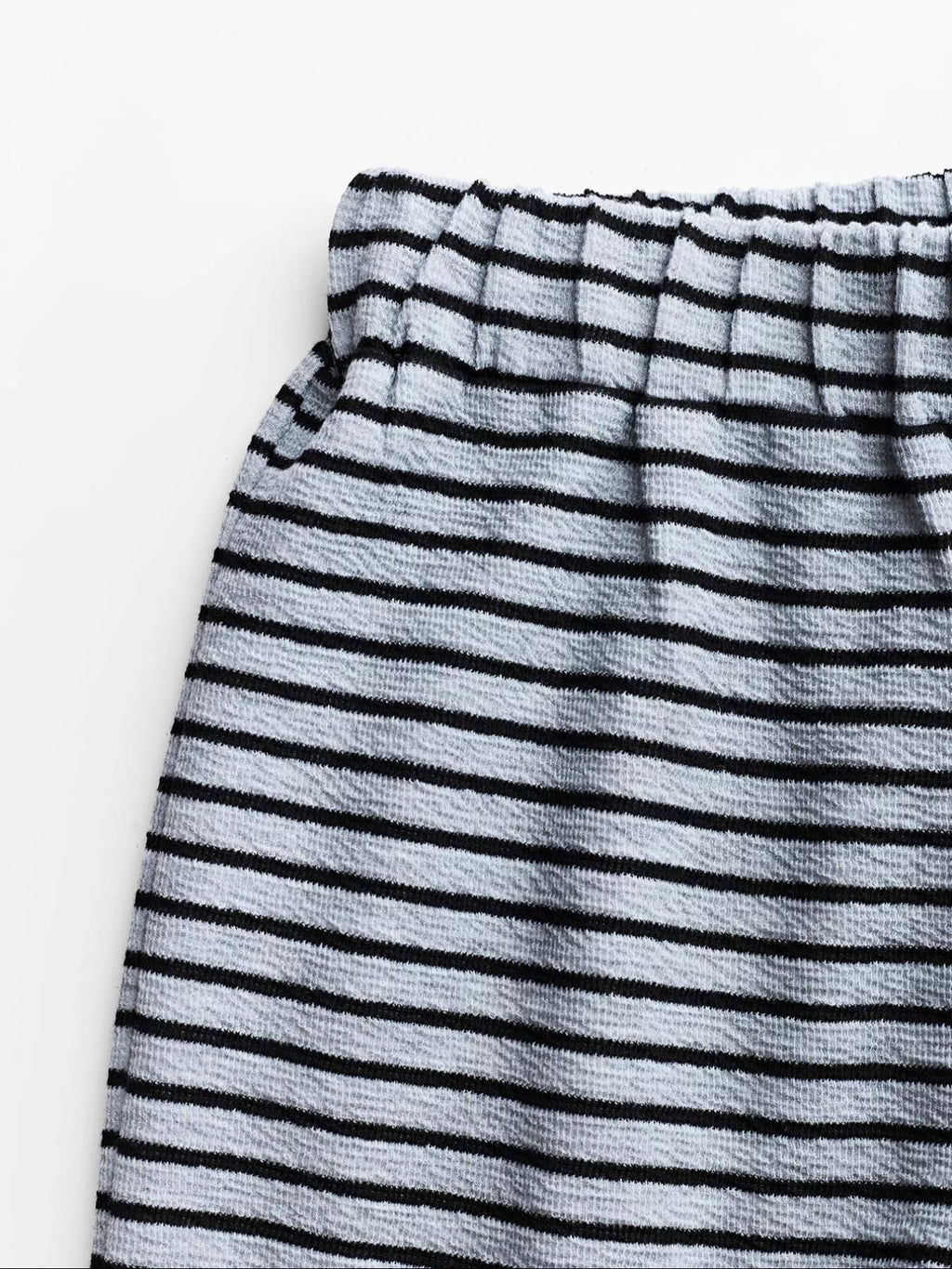 Striped Crop Top and Wide Leg Pants Set in Navy Blue for Women