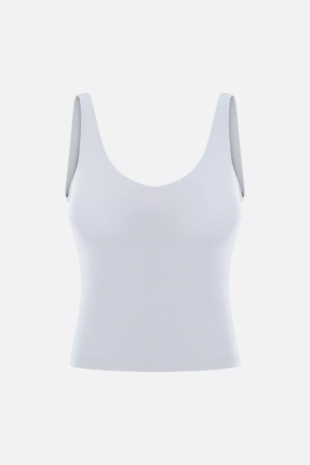 V Neck Active Tank in White for Women