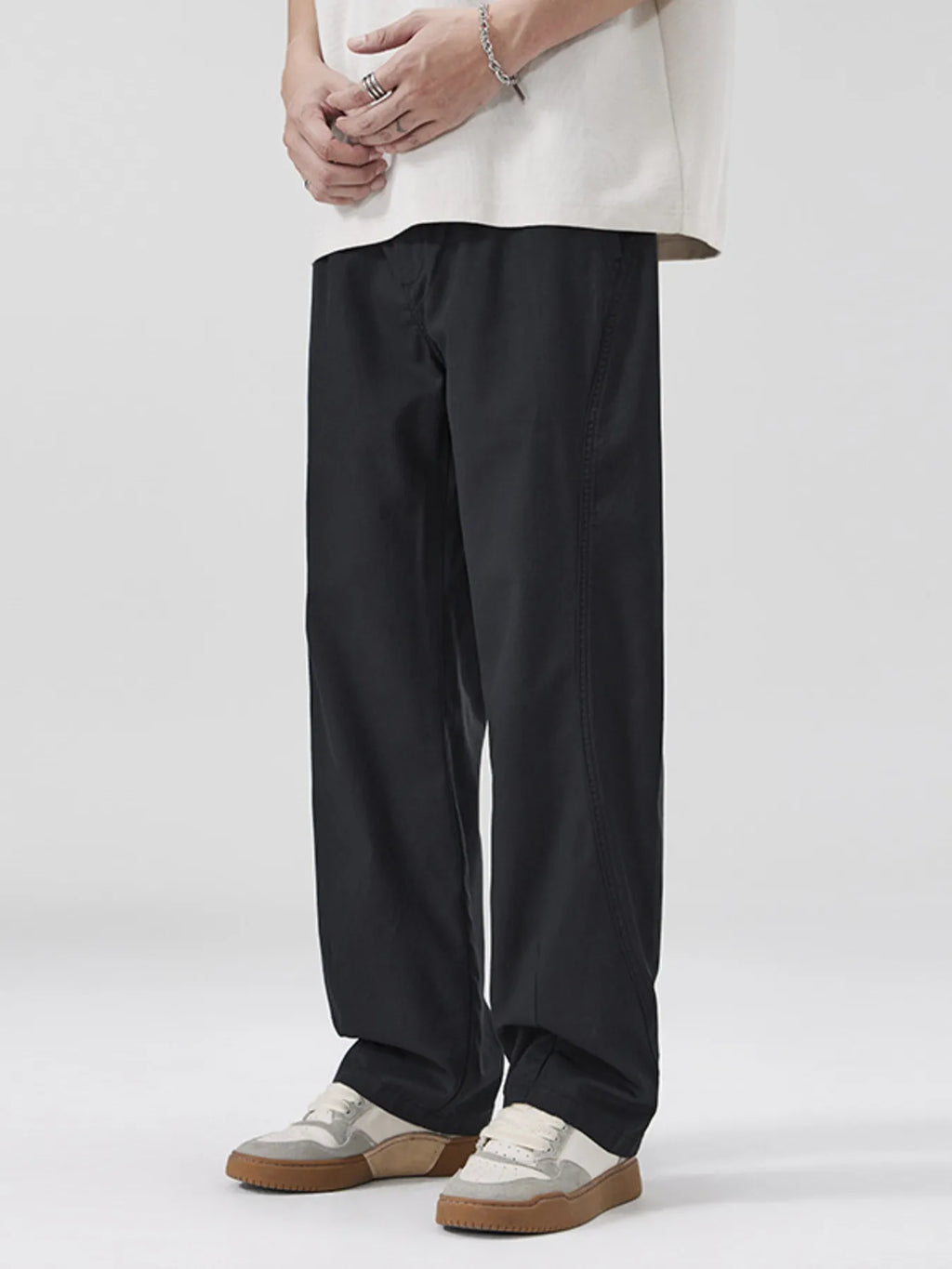 Loose Fit Casual Pants Plus Size in Khaki for Men