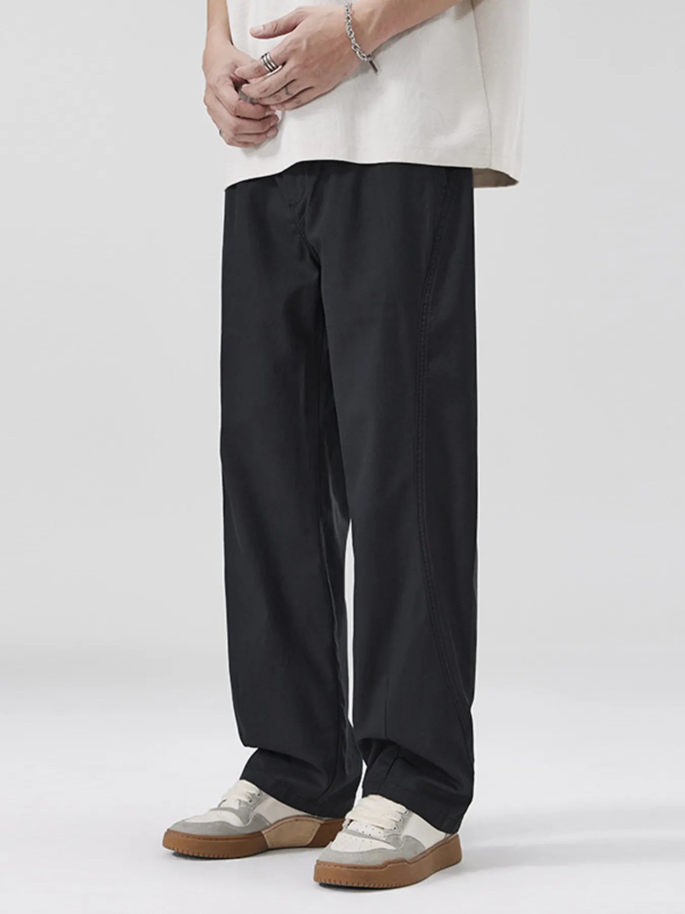 Loose Fit Casual Pants Plus Size in Khaki for Men