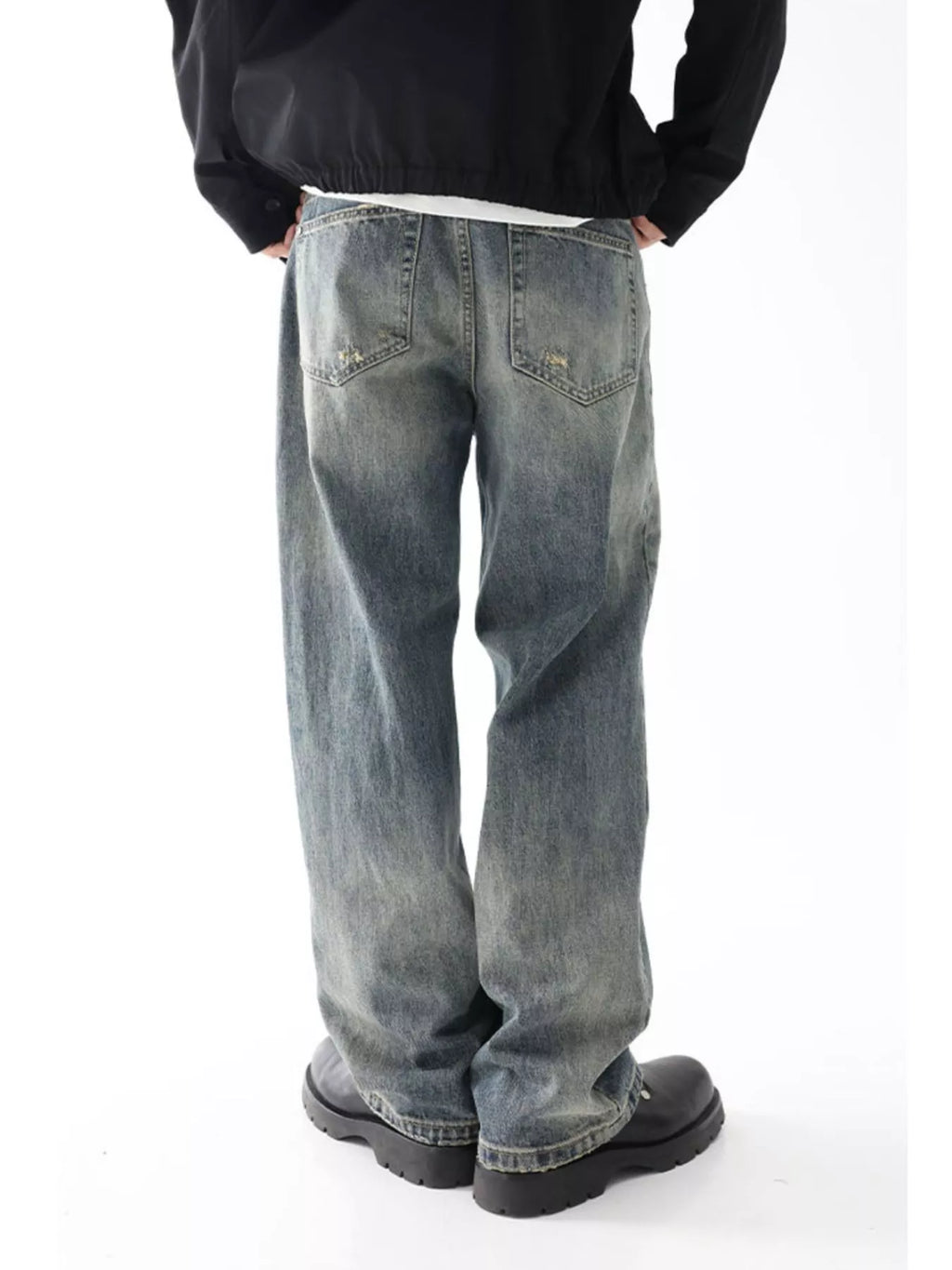 Wash Wide Leg Relaxed Fit Jeans in French Blue for Men