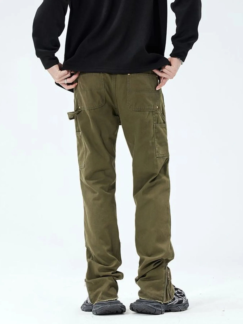 Wide Leg Jeans in Black for Men