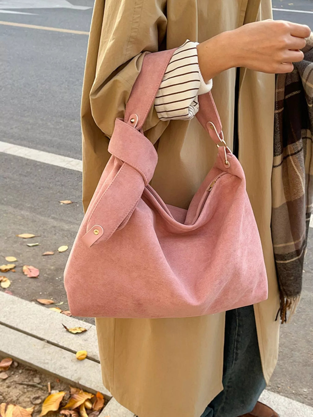 Suede Hobo Shoulder Bag for Women