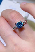 1 Carat Moissanite 4-Prong Ring in Sky Blue for Women