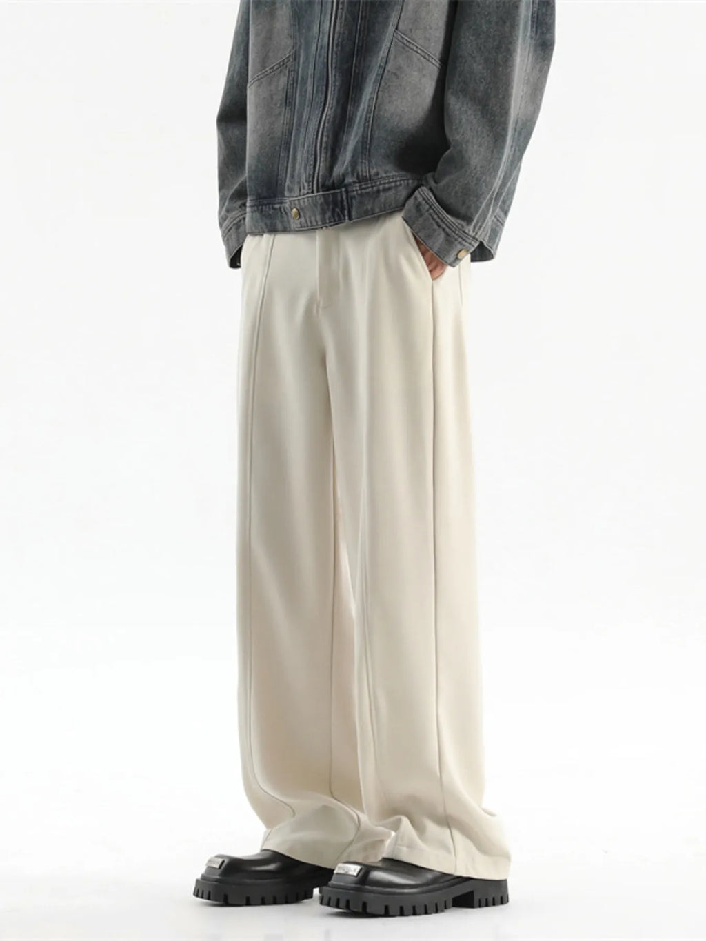 Wide Leg Pants Plus Size in Coffee for Men