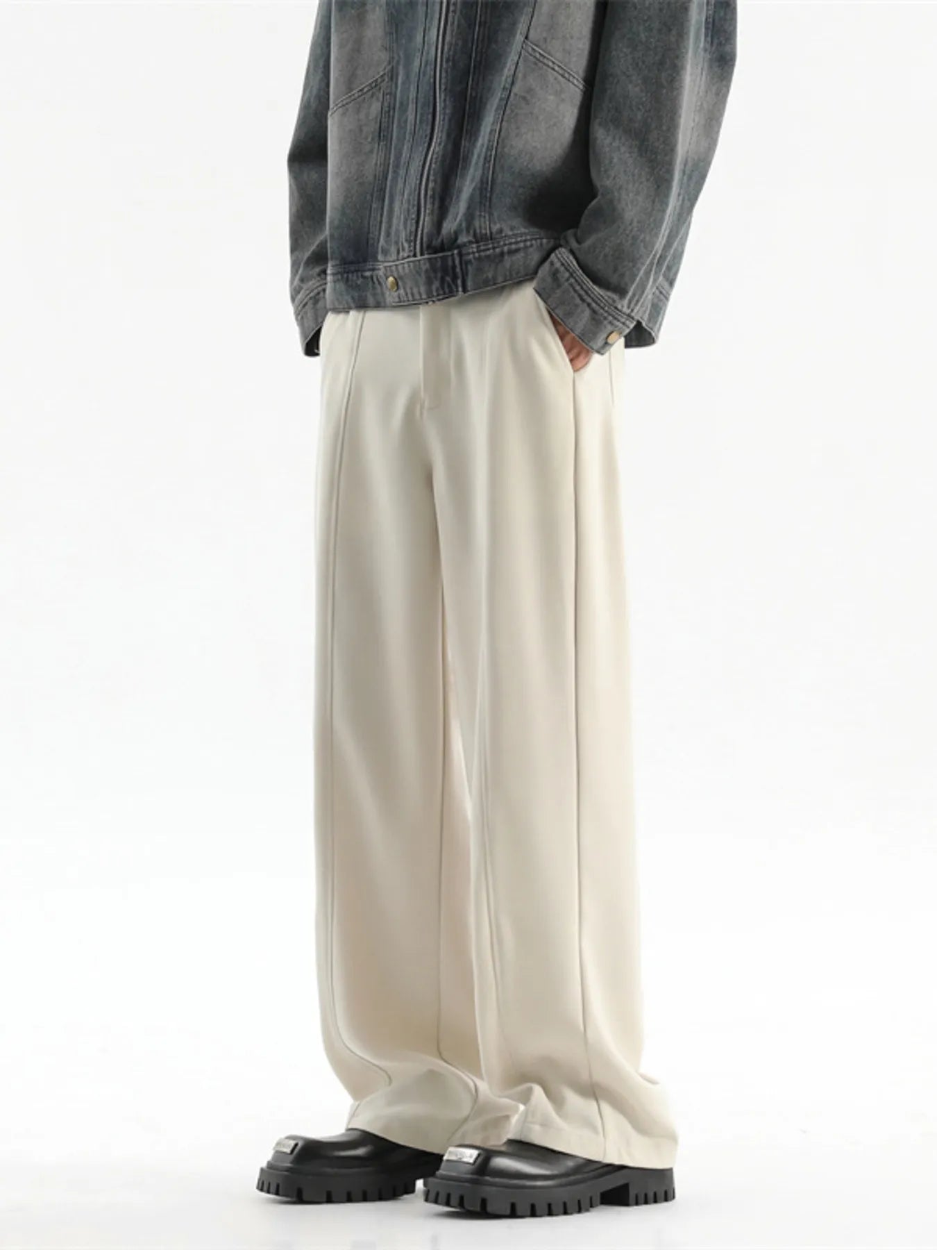 Wide Leg Pants Plus Size in Coffee for Men