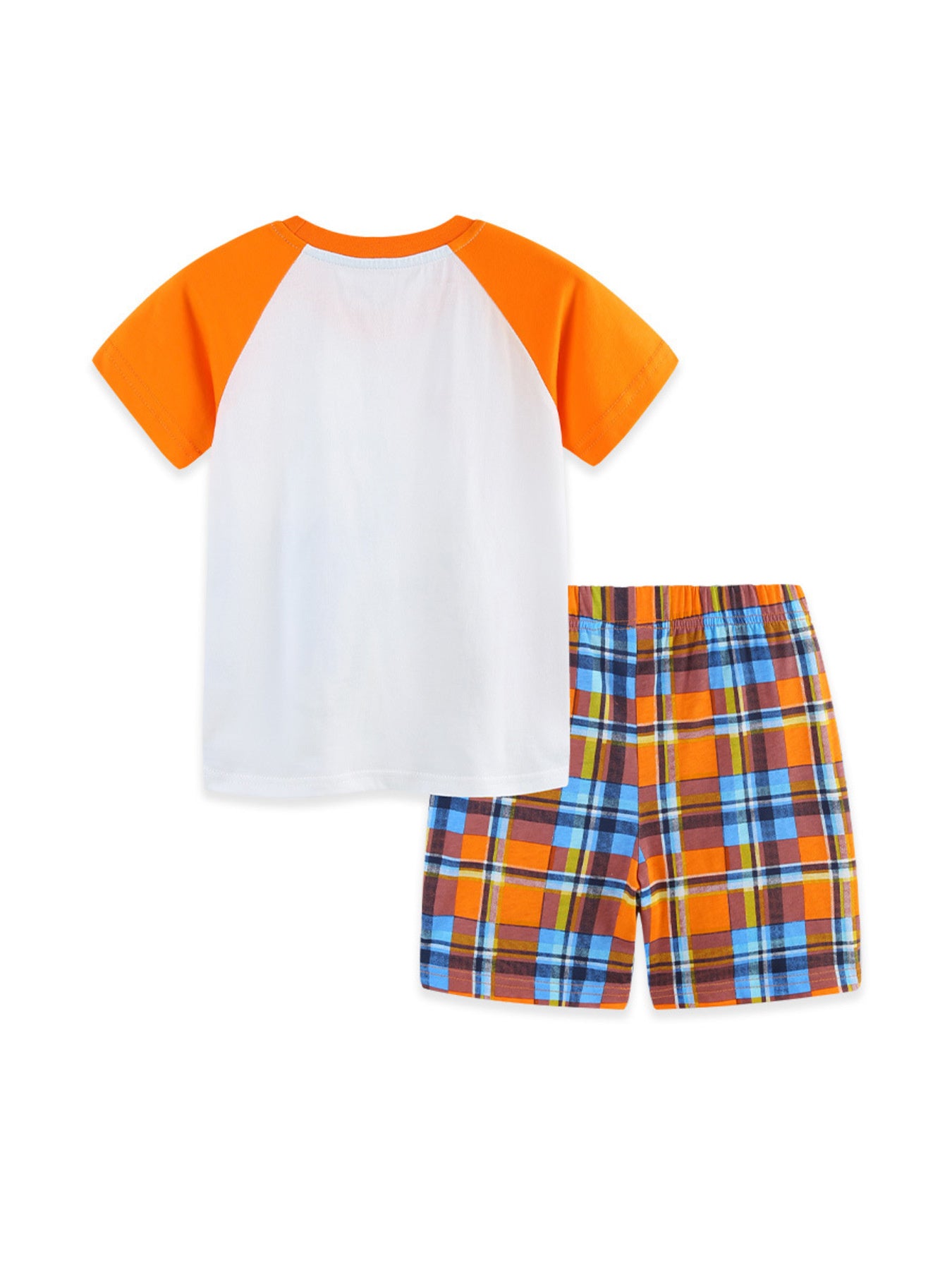 Animal Print Tee & Plaid Shorts Set for Boys