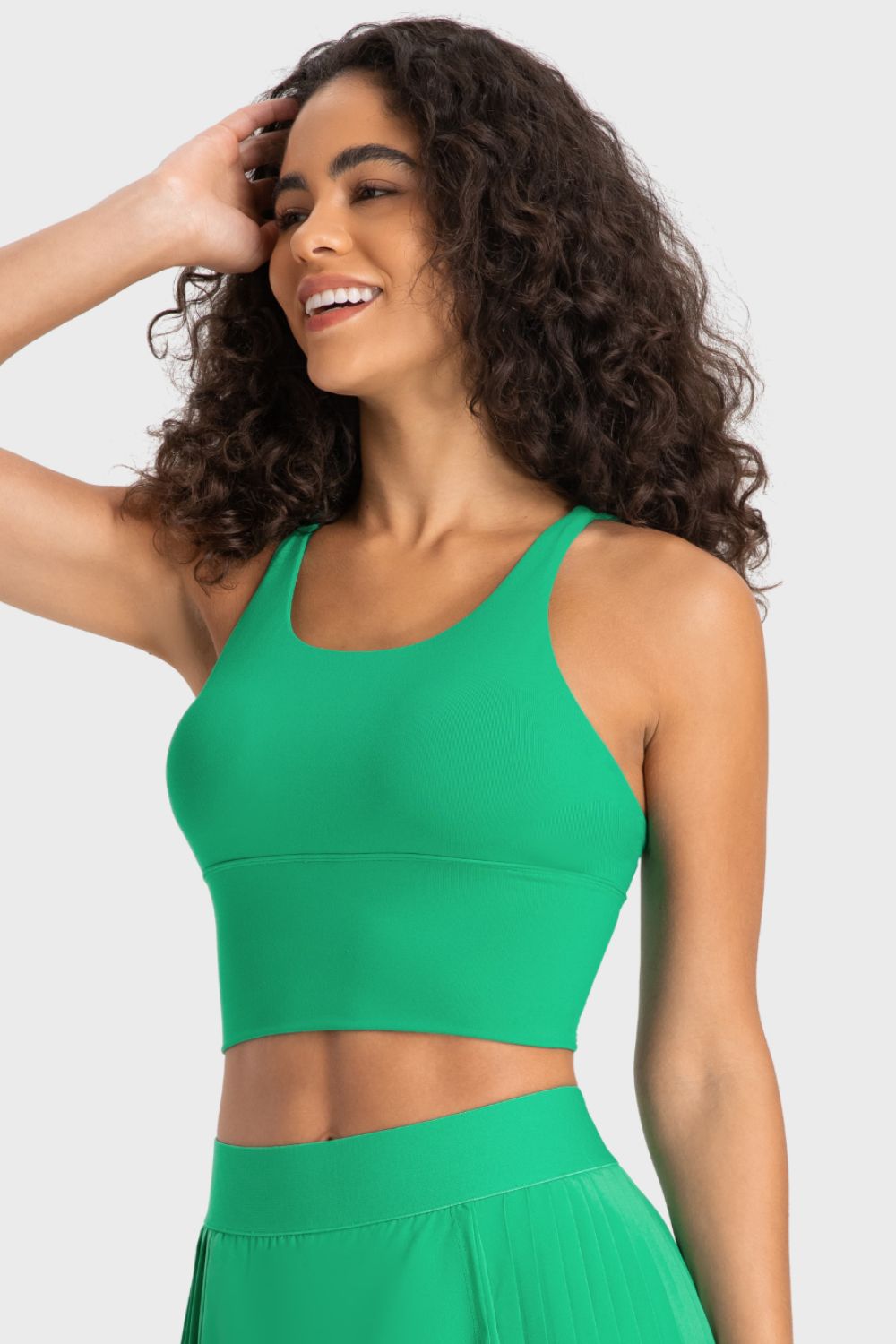 Crisscross Back Ladder Detail Sports Bra in Sherbet for Women