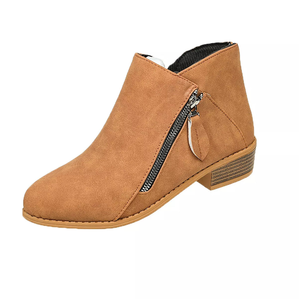 Size Zipper Block Heels Boots in Blue for Women