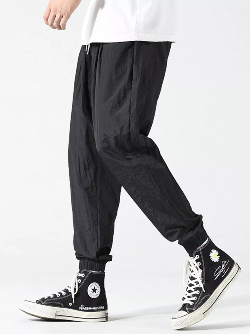 Plus Size Drawstring Loose Fit Joggers in Green for Men