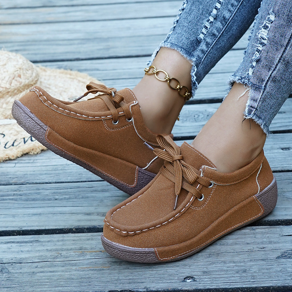 Lace Up Round Toe Sneakers in Red for Women