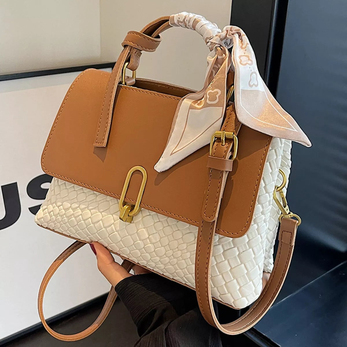 Textured Flap Crossbody Bag for Women