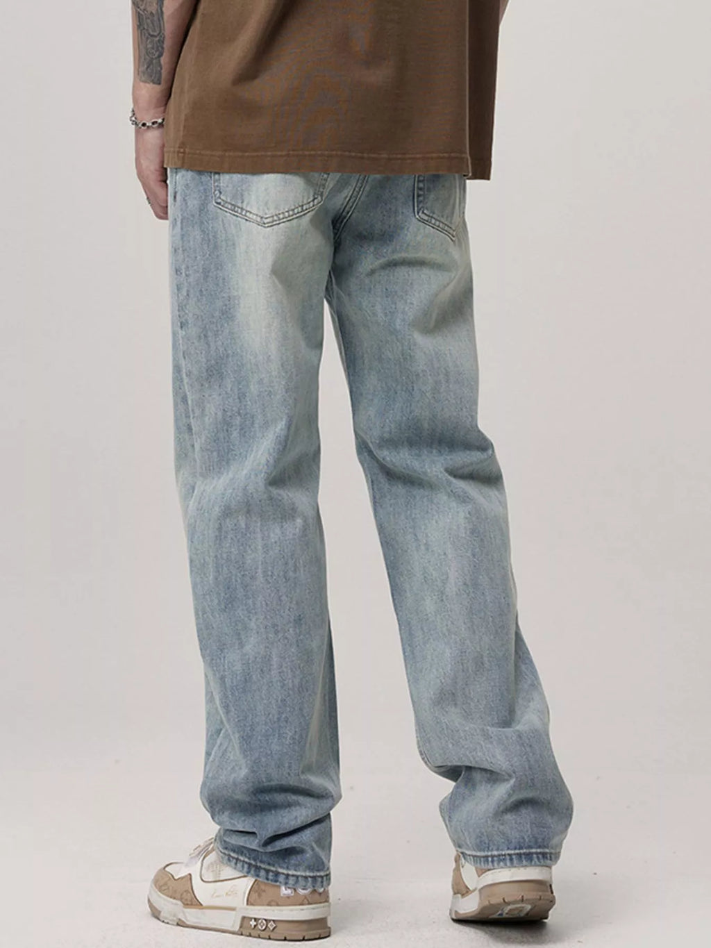 Wash Loose Fit Jeans in Light Blue for Men