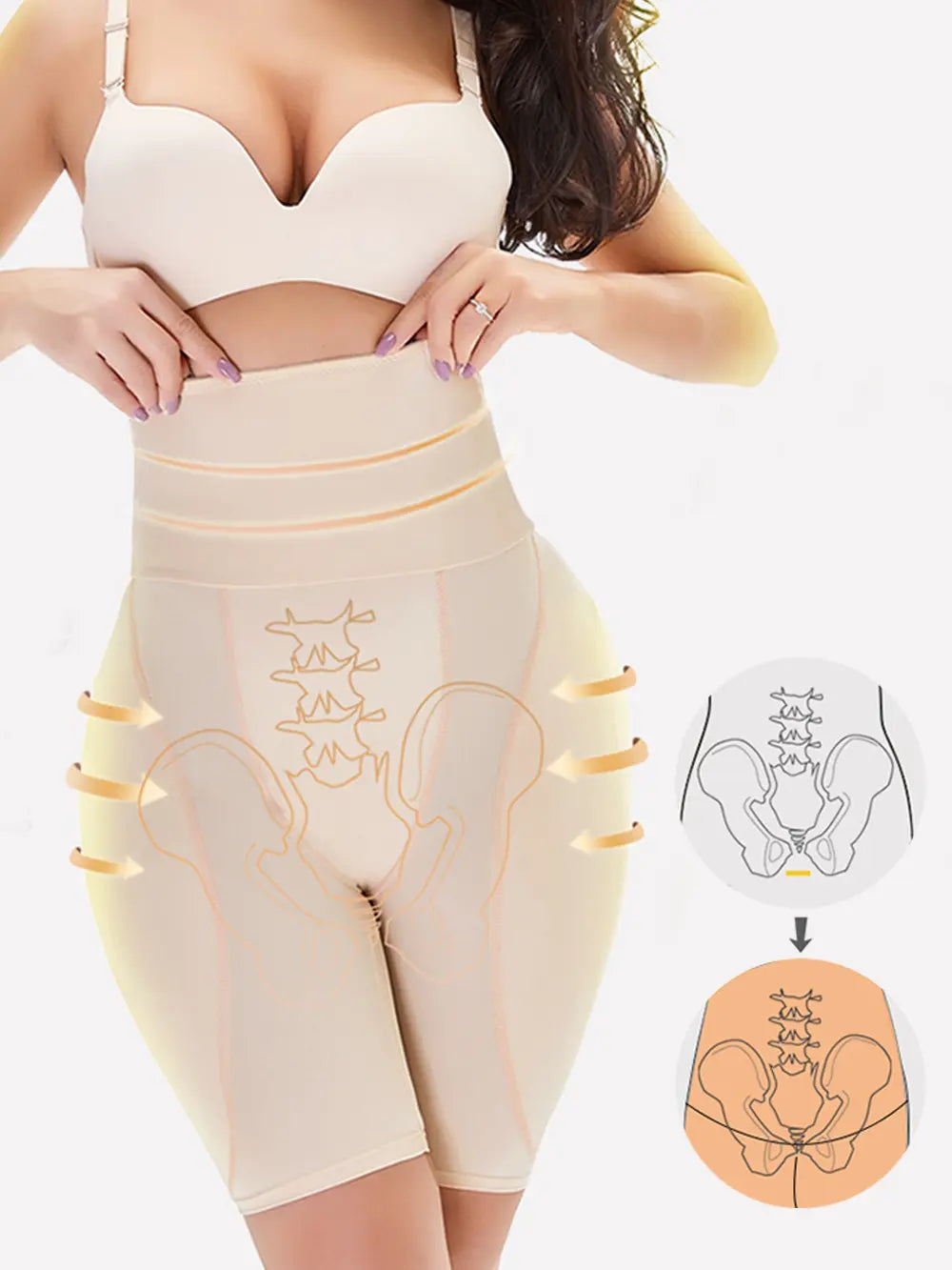 Plus Size Hip Lifting Shaping Shorts in Ivory for Women
