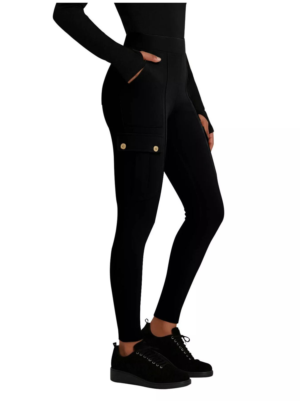 High Waist Active Pants in Black for Women