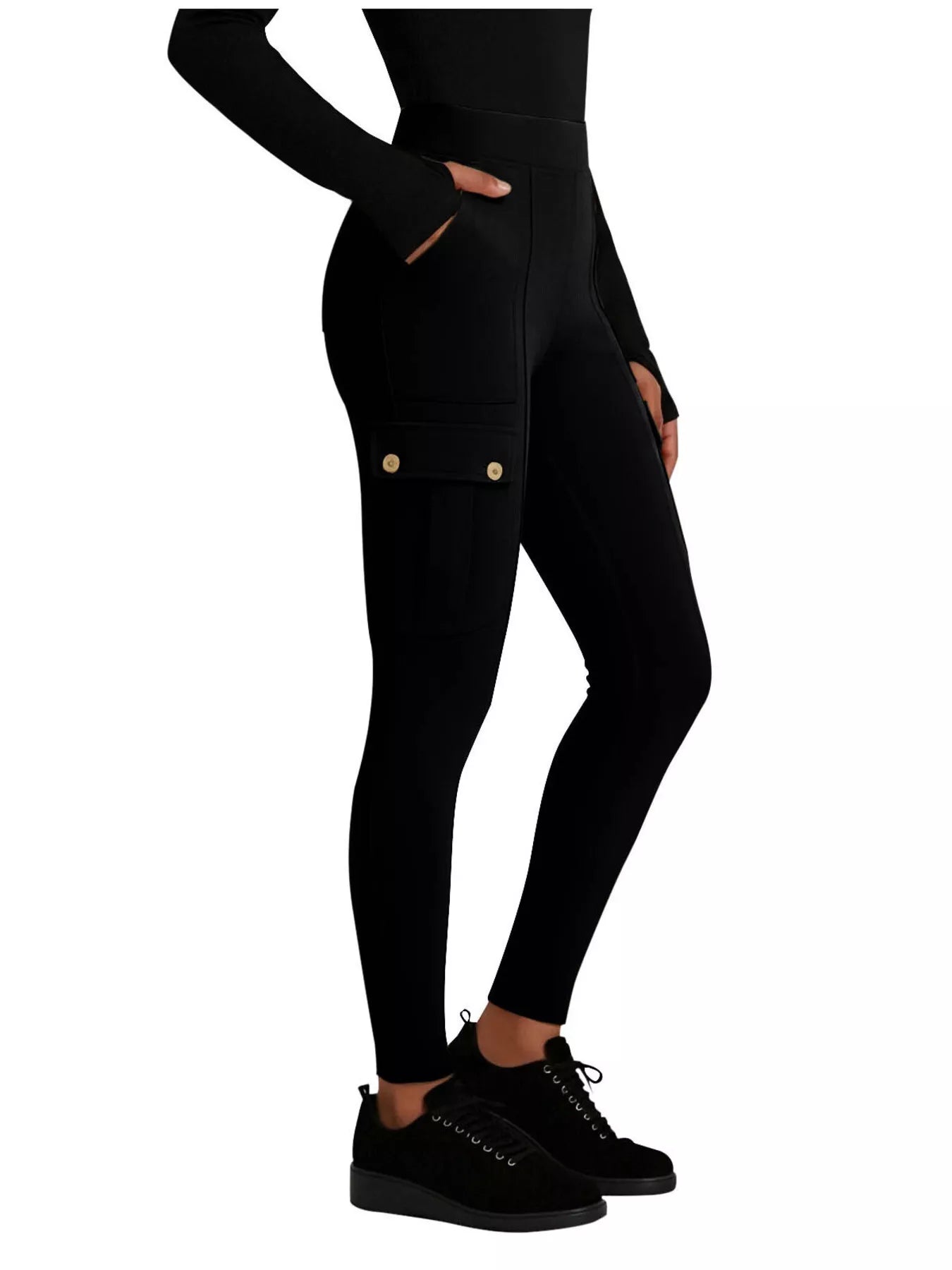 High Waist Active Pants in Black for Women