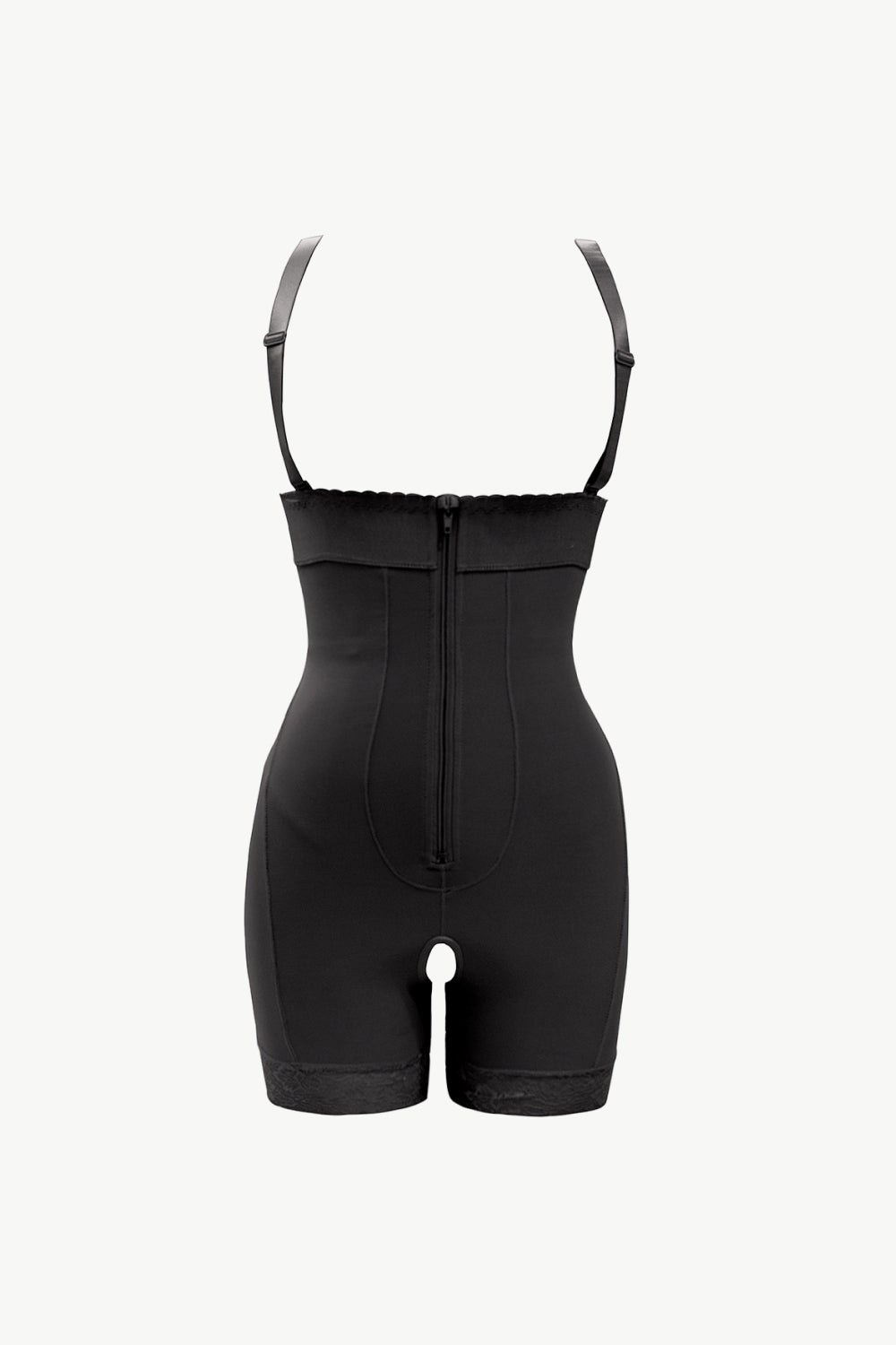 Plus Size Zip Up Under-Bust Shaping Bodysuit in Black for Women