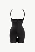 Plus Size Zip Up Under-Bust Shaping Bodysuit in Black for Women
