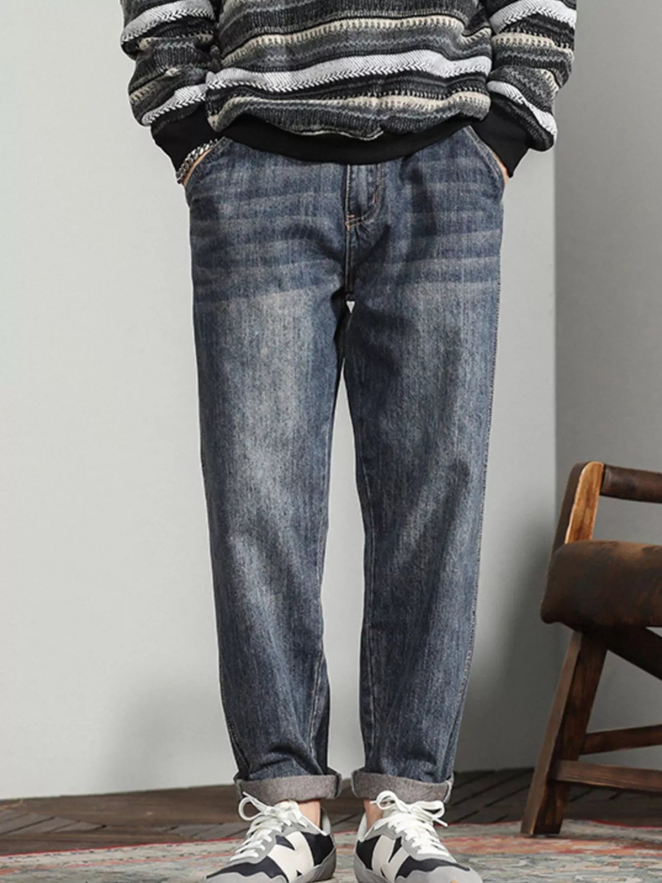 Wide Leg Jeans in Vintage Blue for Men