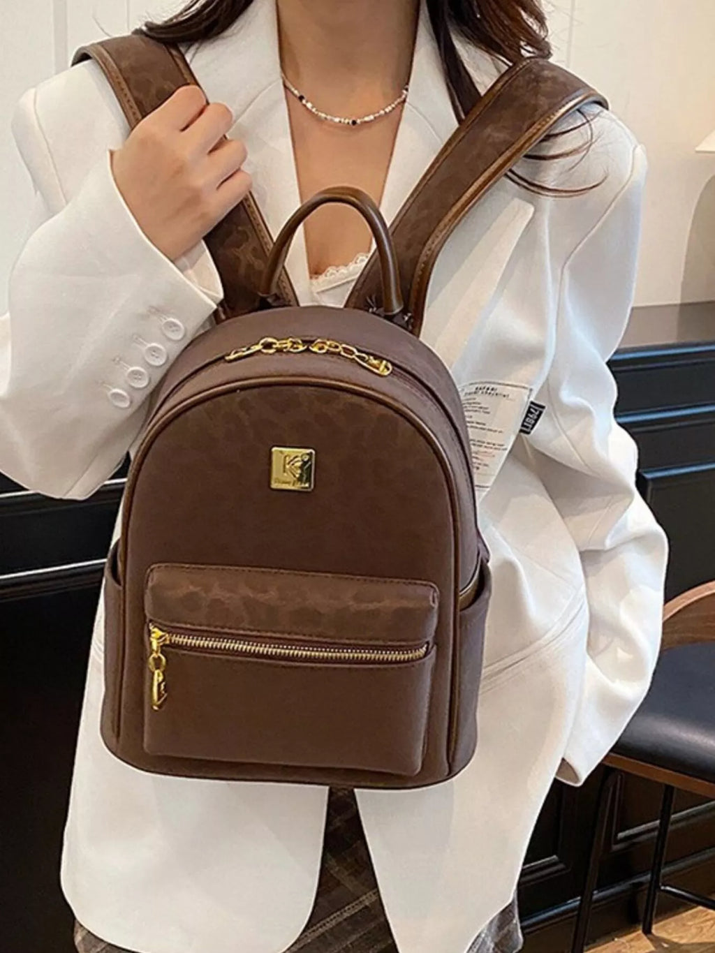 Vintage Style Leather Backpack Bag for Women