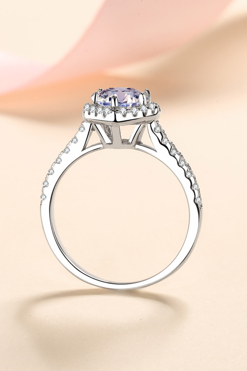 1 Carat Moissanite Heart-Shaped Ring in Silver for Women