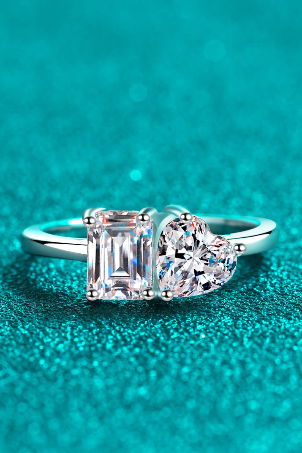 Rhodium-Plated 2 Carat Moissanite Ring in Silver for Women